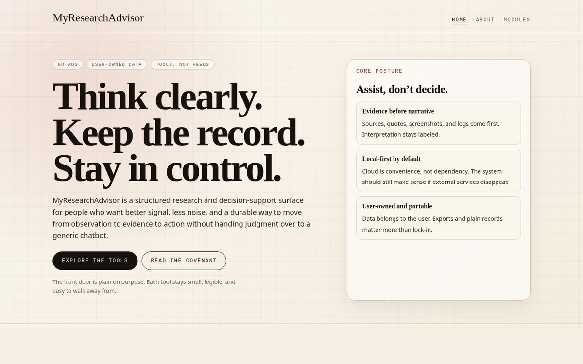 myresearchadvisor.com homepage